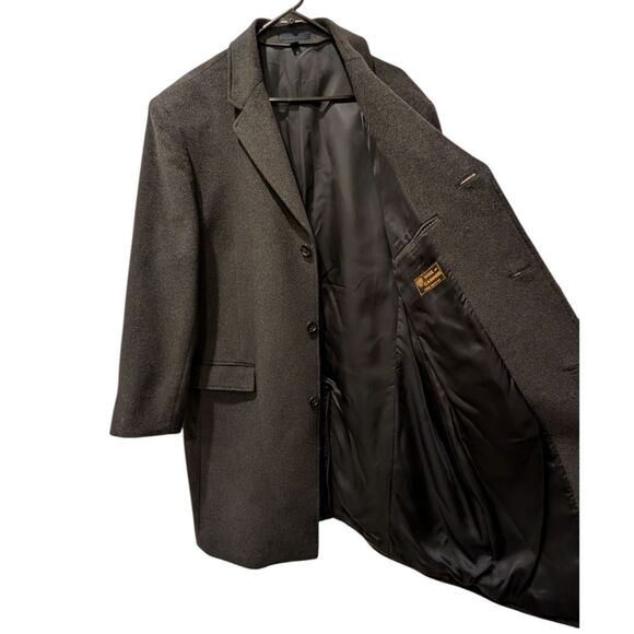 J.Crew Italy Crosby Mens 46R Charcoal Wool & Cashmere Blend Button Topcoat H2322 - Picture 3 of 9